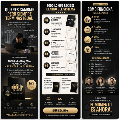 Sistema de Hábitos y Disciplina en 30 Días + 2 PDFs Gratis (Descarga Instantánea)